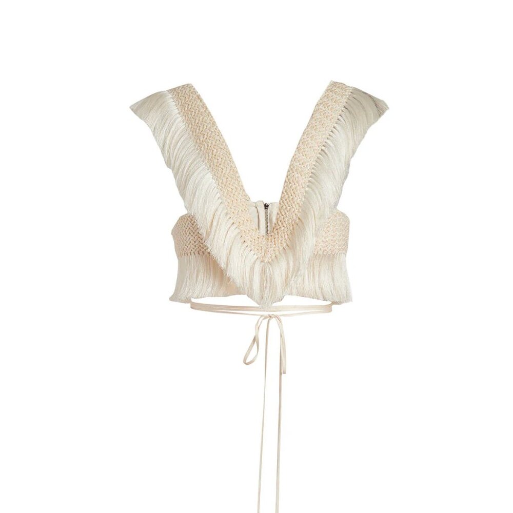 PatBO Fringe Trim Cropped Top